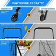 thumbnail image 2 of SereneLife Folding Grocery Utility Shopping Supermarket Cart W/ 360 Rolling Swivel Wheels, 110 lbs., 2 of 8