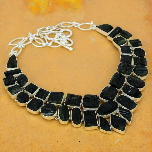 Black Tourmaline Necklace – Natural Protection Gemstone in Handmade 925 Sterling Silver, Gift for Mom
