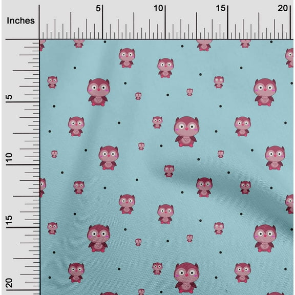 oneOone Organic Cotton Poplin Twill Fabric Dot & Cartoon Owl Bird Fabric Prints by Yard 42 Inch Wide