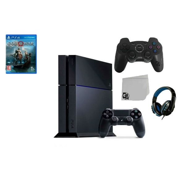 Pre-Owned Restored Sony PlayStation 4 500GB Gaming Console Black 2 Controller Included with God of War BOLT AXTION Bundle