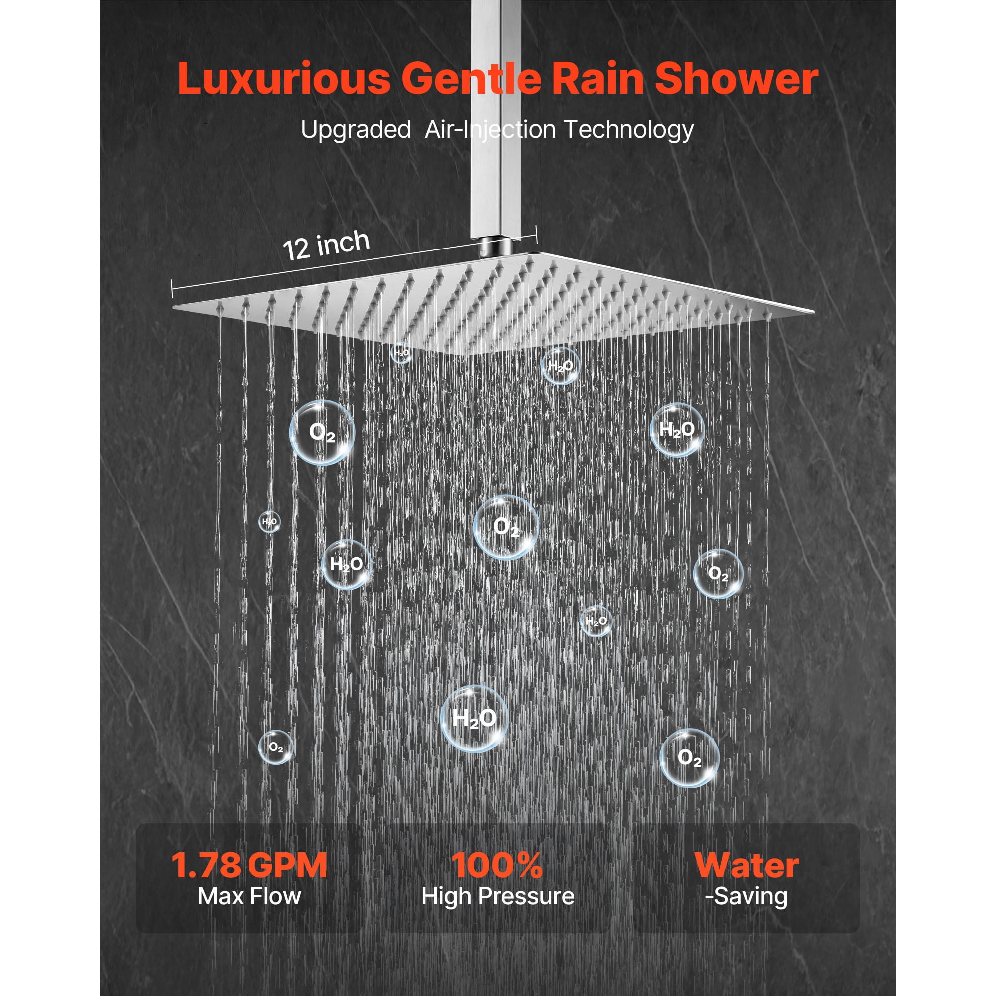 KFFKFF Shower Faucet Set with 12-Inch Rain Shower Head and Handheld Spray, Ceiling-Mounted Bathroom System with Brass Valve and Trim Kit, Brushed Nickel Finish