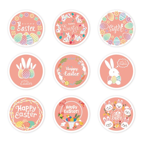 ABODELINE 10 Sheets Small Stickers, Assorted Bunny Eggs Stickers for Easter Egg Hunting, Spring Party Favors, DIY Crafts, Art Making Decorations