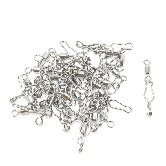 huanledash 30Pcs Fishing Swivel Anti-knotting High Speed 8-Figure Strong Pulling Force 8-ring Fishhook Snap Connector Outdoor Fishing