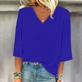thumbnail image 4 of Harpily Shirts for Women Women's Solid Color Fashion Casual V Neck Three Quarter Sleeve Tops, 4 of 4