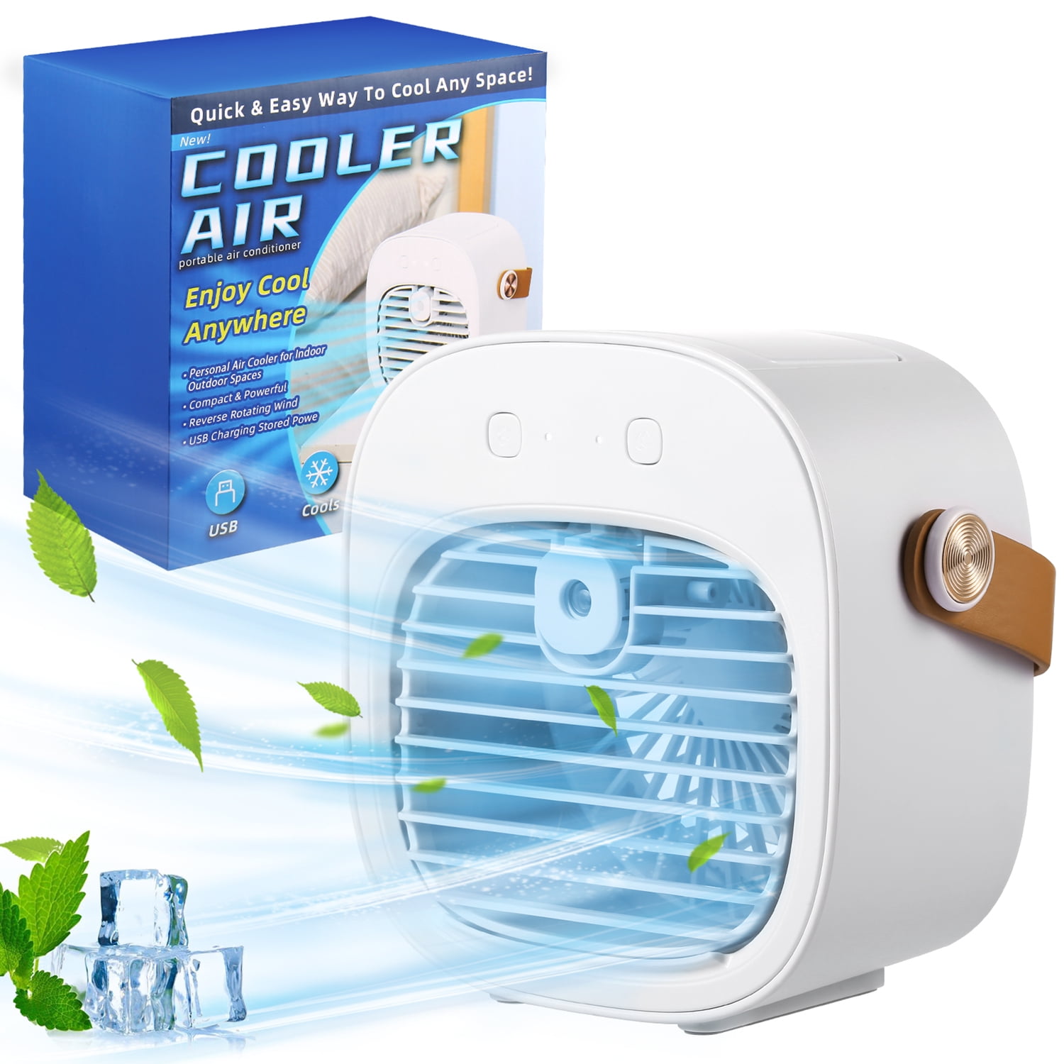 clleylise Portable Air Conditioner, 6000Mah Mini Air Cooler Cooling Small Fan , Personal Usb