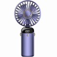 thumbnail image 3 of Ventilador portátil de mano, mini ventilador de mano personal recargable por USB, ventilador con batería de 3000 mah, 5 velocidades de viento, electricidad con pantalla, 90 F ajustable, 3 of 5