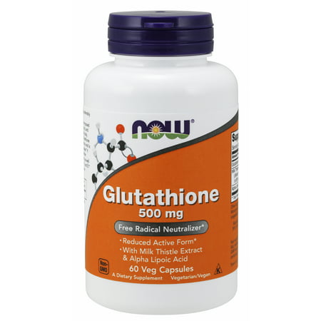 NOW Supplements, Glutathione 500 mg, 60 Veg (Best Glutathione Brand For Skin Whitening)