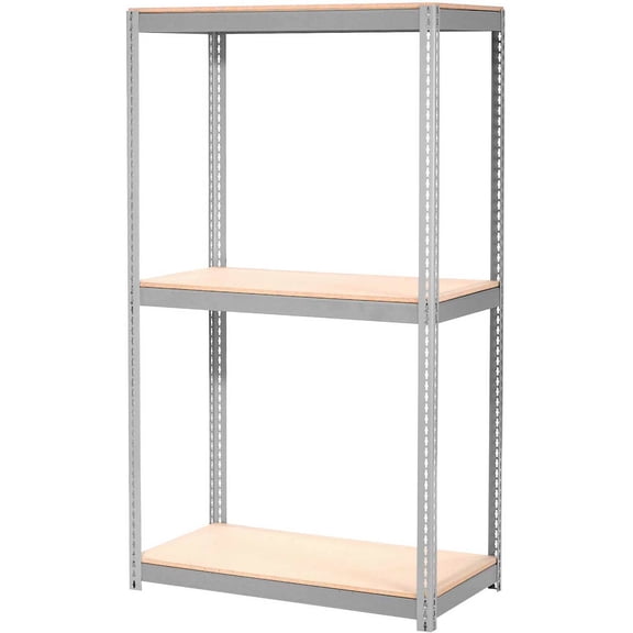 Global Industrial B2297257 84 x 36 x 18 in. Expandable 3 Level Starter Rack with Wood Deck, Gray