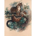 thumbnail image 2 of Joseph Wolf 12x14 Black Ornate Wood Framed Double Matted Museum Art Print Titled: The Clouded Tiger (1861-1867), 2 of 5