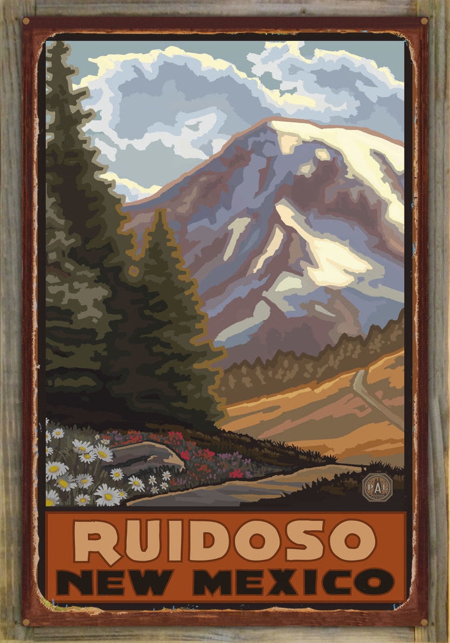 Ruidoso New Mexico Springtime Mountains Rustic Metal Print on Reclaimed Barn Wood by Paul A