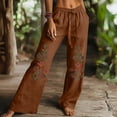 thumbnail image 4 of Women's Wide Leg Linen Pants High Waisted Pants Lightweight Drawstring Pants Breathable Relaxed Fit Pants Loose Fit Summer Pants Comfy Flowy Pants Solid Color Long Trousers Comfy Trousers L, 4 of 5