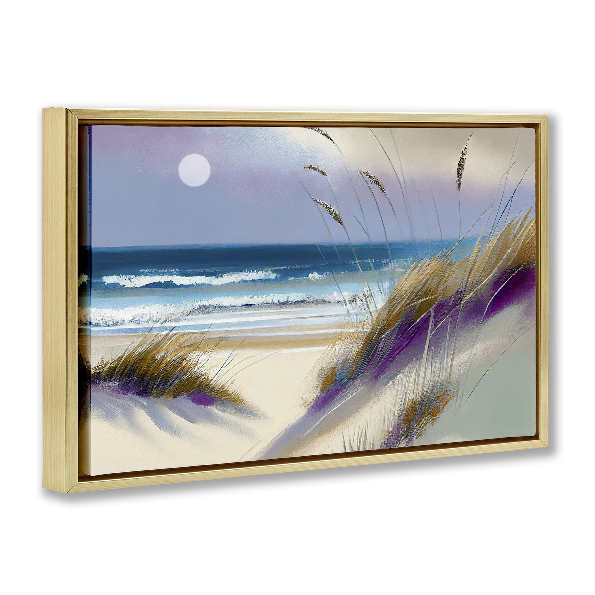 Beach Dunes Serenity Gold Framed Floater Canvas Wall Art, design by Sasha