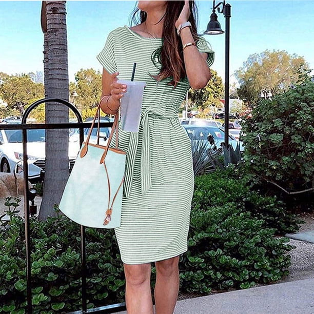slim fit dress slacks Green Striped Tie Maxi Dress  BLANK