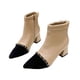 thumbnail image 2 of Teissuly Pointed Short Boots Women New Chain Fashion Soft Leather Frosted Thin Fashion Leather Women Boots Zipper Models Splicing Thick Heel Short Boots Teissuly WER202312146742, 2 of 8