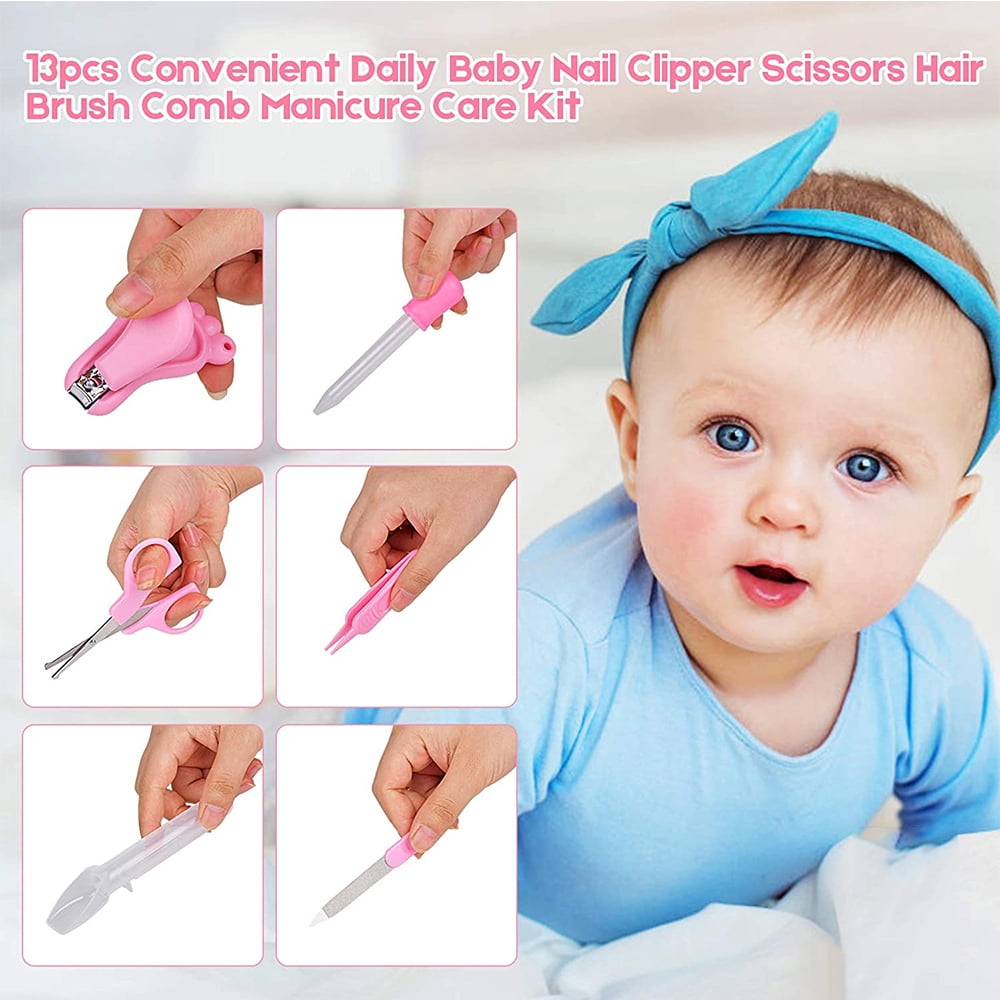 VONTER Baby Grooming Kit,13 in 1 Baby Health Care Kit,Newborn BabyCare Accessories,Baby Health Care Set Portable Baby Care Kit,Safety Cutter Baby Nail Kit for Nursing Baby Heath and Grooming (Pink)