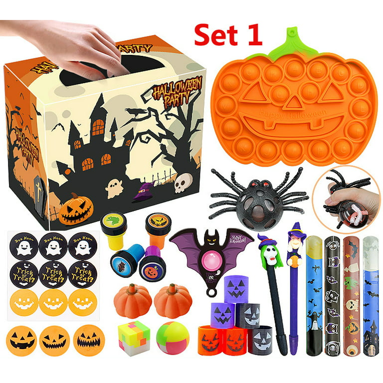 27 Pcs Halloween Toy Halloween Party Gift Gift Bag Filler Halloween Treats Prize, Push Pop Bubble Toys Stress Relief Anti-Anxiety Toys,blind box,Party