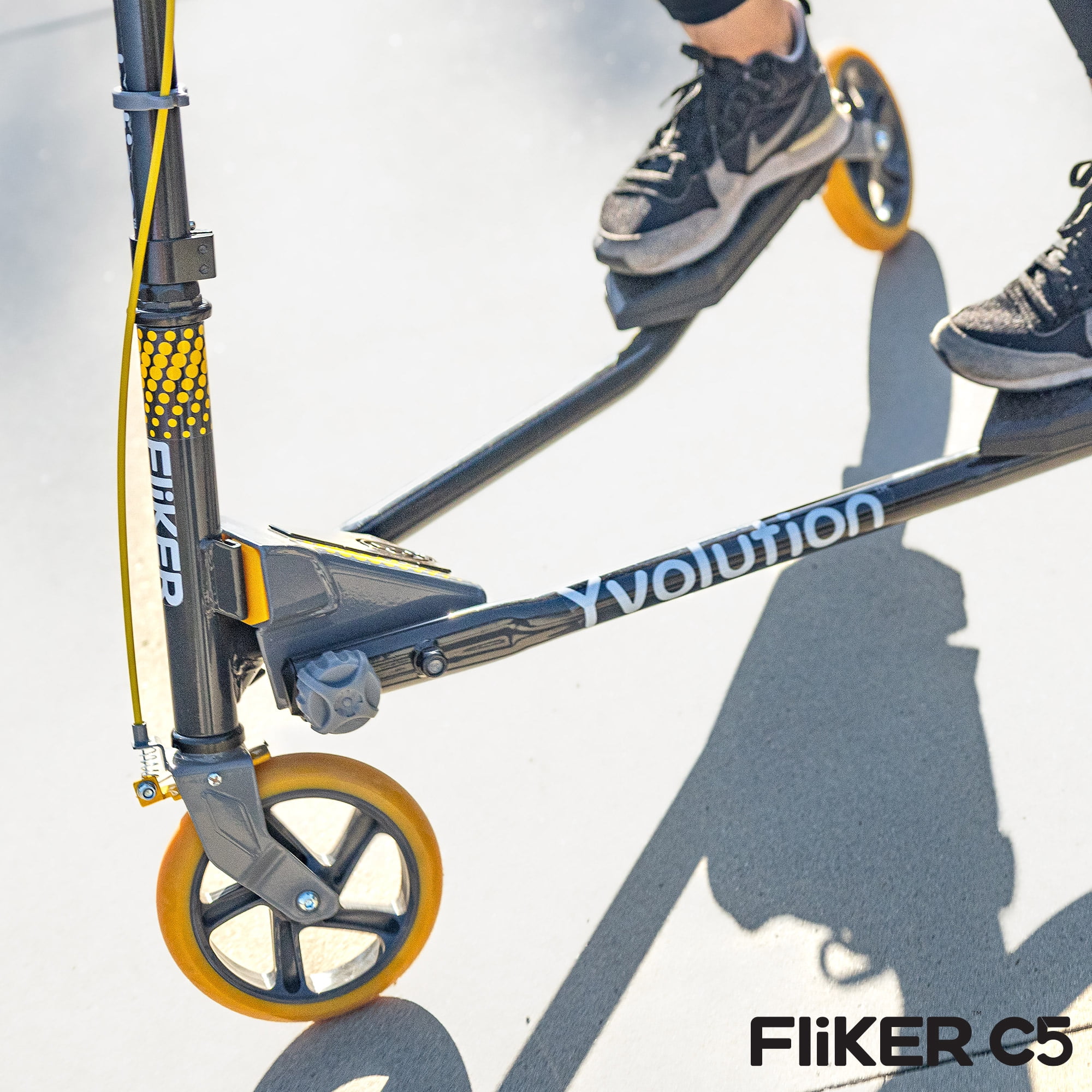 Yvolution Y Fliker C5, Foldable Drift Swing Scooter Kids Age 9+ Years, Yellow, Unisex