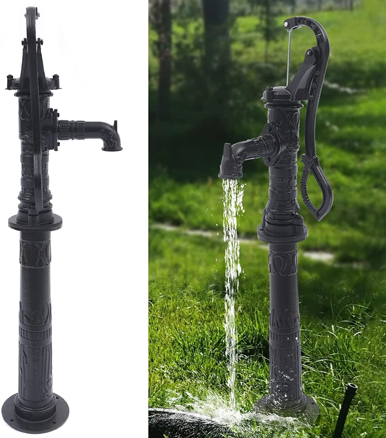 Hand Pump Cast Iron Well Water Pitcher Press Suction Garden 19.69ft w