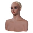thumbnail image 4 of Cabeza de maniquí femenino, busto de maniquí femenino con maquillaje, soporte de exhibición de peluca multifuncional estable, cabeza de entrenamiento, 4 of 8