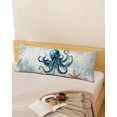 thumbnail image 2 of Teal Octopus Coastal Body Pillow Cover 20x54, Summer Beach Vintage Nautical Decorative Pillowcase with Zipper, Microfiber Pillow Protector, Soft Breathable Long Lumbar Pillowcases for Women, 2 of 9