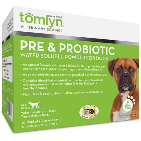 Tomlyn Pré et probiotique en poudre soluble dans l'eau pour les chiens (30 paquets)