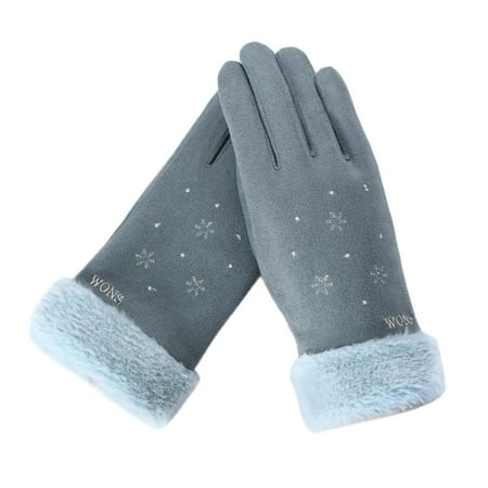 

Dadaria Fingerless Gloves for Women Winter Warm Thickened Outdoor Cold Proof Suede Screen Cartoon Gloves Green Women