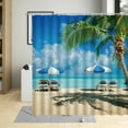 thumbnail image 3 of Seaside Nature Scenery Bathroom Decor Summer Beach Coconut Tree Ship Shower Curtain Polyester Fabric Bathtub Curtains With, 3 of 8