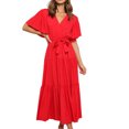 thumbnail image 2 of Vestido vintage informal, vestido largo de verano para mujer, vestido con volantes laterales, vestido largo fluido para mujer, calidad en la que puede confiar, 2 of 6