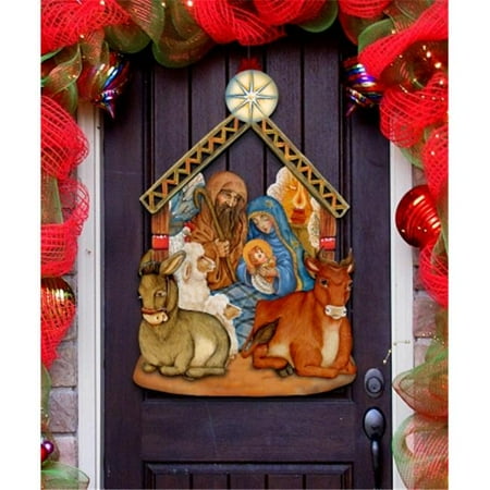 G Debrekht 811403h Nativity Wooden Decorative Door Hanger 44
