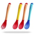thumbnail image 1 of Baby Spoons and Forks Feeding Set, 5 Pack Soft Silicone Tip Heat Sensitive Toddler Utensils First Stage for Self Feeding, BPA Free Baby Dishes, Baby Heat Spoon Kit Multi Color Infant Spoons, 1 of 4