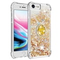 thumbnail image 2 of Funda para iPhone SE 2022/2020 con Brillo Líquido Flotante, Purpurina, Parachoques y Anillo Giratorio Soporte, 2 of 5
