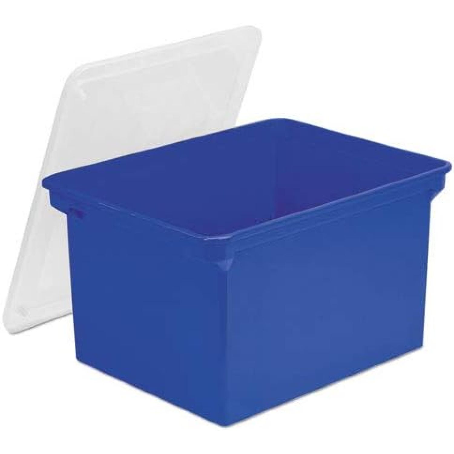 Plastic File Tote Storage Box, Letter/Legal, SnapOn Lid, Blue/Clear