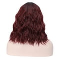 thumbnail image 6 of RightOn Wine Red Wig Black Red Ombre Wig for Women Short Curly Wavy Wig Wine Red Wig with Bangs Synthetic Wigs with Wig Cap, 6 of 9