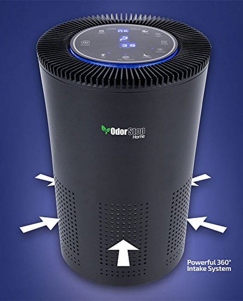 OdorStop OSAP5 - 5-in-1 Air Purifier with H13 HEPA Filter, UV, Active Carbon, Ionizer and Pre-Filter (Black)
