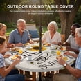 thumbnail image 3 of Round Outdoor Tablecloth with Umbrella Hole and Zipper, Sunflowers Tablecloth with Elastic Waterproof, Vintage Bee You Are My Sunshine Retro Patio Table Covers for 45" - 54" Picnic Pool Tables, 3 of 9