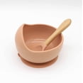 thumbnail image 1 of Cuenco para bebé, cuchara, vajilla para niños, mango de madera, cuchara de silicona, cuenco con ventosa para niños, cuenco de silicona para bebé, 1 of 5