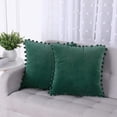 thumbnail image 1 of EastVita Throw Pillow Covers With Pom Poms Soft Solid Velvet Pillow Cases Square Decorative Cushion Covers For Couch Bedroom Car Sofa Outdoors, 1 of 6