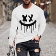 thumbnail image 2 of WREESH Halloween Long Sleeve Tops Fashionable Men's Printed Top with Long Sleeved Round Neck and Smiling Face Printed Top/Shirtx White, 2 of 5