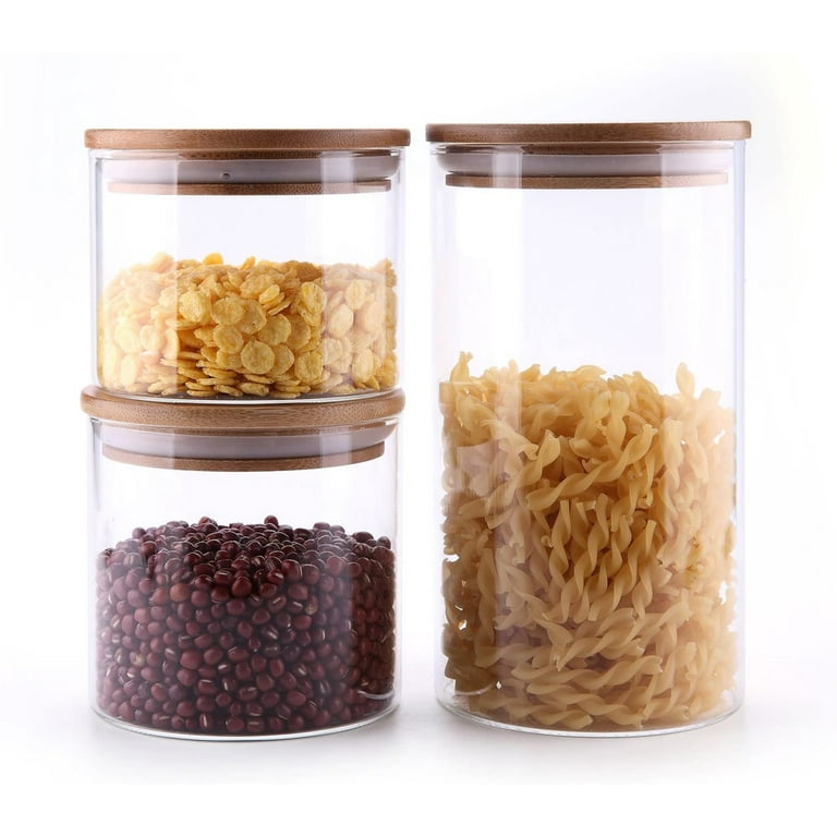 ComSaf Glass Food Storage Canisters, Bamboo Covers