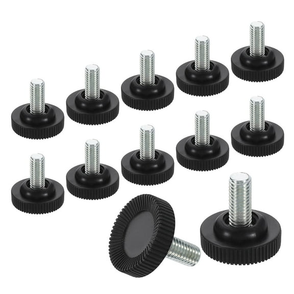 12Pack M8 Thread Furniture Feet Levelers, 28x17 Adjustable Leveling Table Feet, Screw on Furniture Glide Leveling for Chair Stool Legs, Black