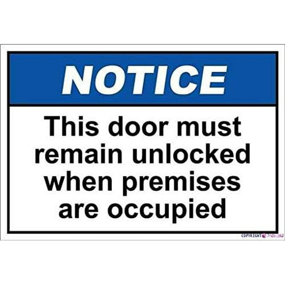 Warning Plaque Retro This Door Must Remain Unlocked When Occupied Notice Metal Sign For Men, Women, Unisex 8 X 12 Inch Outdoor & Indoor
