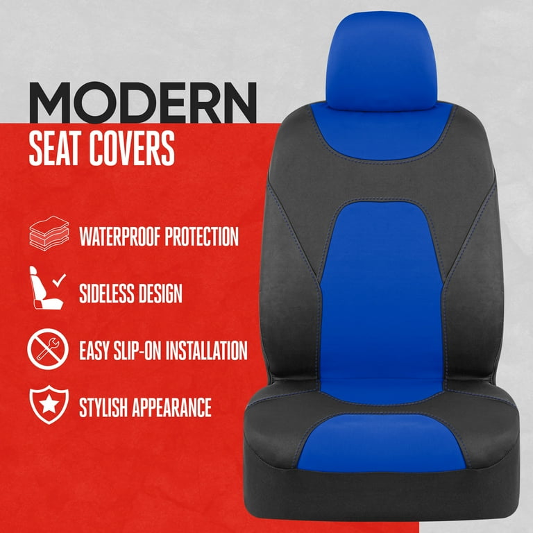 Motor Trend LuxeFit Blue Seat Covers for Cars Trucks Van SUV 2 Pack