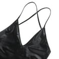 thumbnail image 5 of Aiihoo Womens Shiny Metallic One Piece Camisole Teddy Bodysuit Dance Leotard Thongs Bikini Black S, 5 of 6