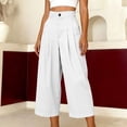 thumbnail image 5 of GigrtiJin Pleated Capris Pants for Womens Cotton Linen High Waisted Capris Loose Casual Straight Leg Capris Pants with Pockets, 5 of 8