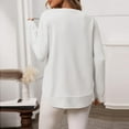thumbnail image 7 of Crunowin Women's Ribbed Blouse Top, Casual Fall Long Sleeve Round Neck Pullover Top White M, 7 of 7