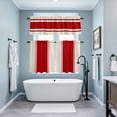 thumbnail image 3 of Red Vintage Kitchen Curtains Sets for Windows 36 Inch Length, Geometric Stripes Simple Lines Rod Pocket Window Treatments Tier Curtains and Valances Set for Bedroom/Bathroom, 3 of 8