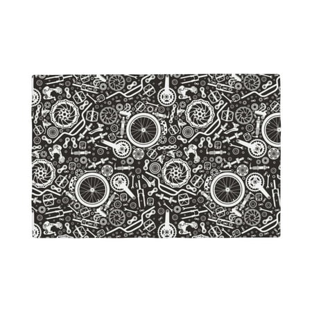 

Table Placemats Set of 6 - Bicycles Parts 12x18 In Faux Linen Double Heat Resistant Place Mats Cloth Indoor/Outdoor Placemats Washable Table Mats for Dining Kitchen Party