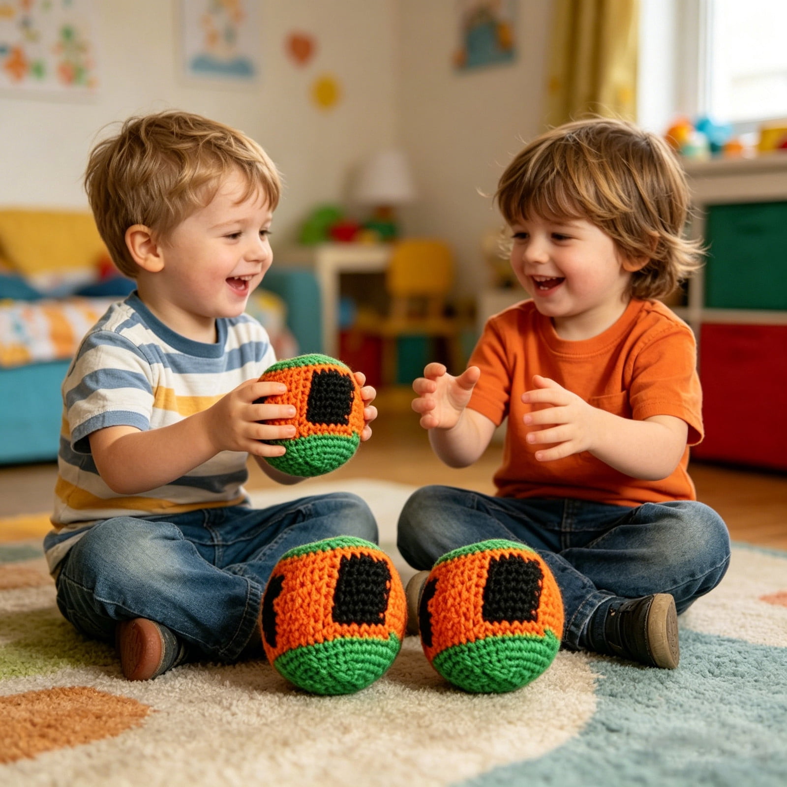 Hand Crochet Sandbags Funny Expression Soft Toss Game Toys for Little Ones Indoor Outdoor Play(C)