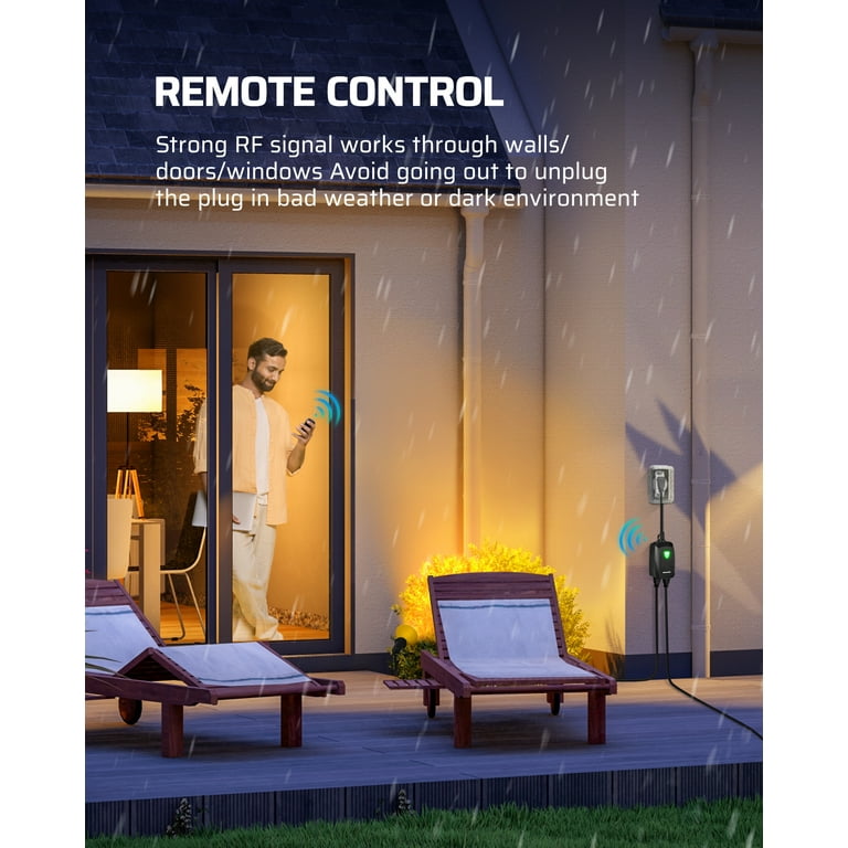 DEWENWILS Outdoor Wireless Remote Control Outlet Switch 100ft Range  Weatherproof