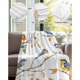 thumbnail image 5 of Throw Blanket Fleece Throw Blanket 40x50in, Watercolor Cute Bird on White Soft Lightweight Bed Blankets Spring Branch Leaves Fuzzy Couch Blankets for All Season, 5 of 7